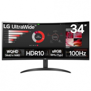 LG LG 34WR50QK-B.AEU Curved UltraWide Monitor 34"/21:9  3440x1440  HDMI  DisplayPort USB