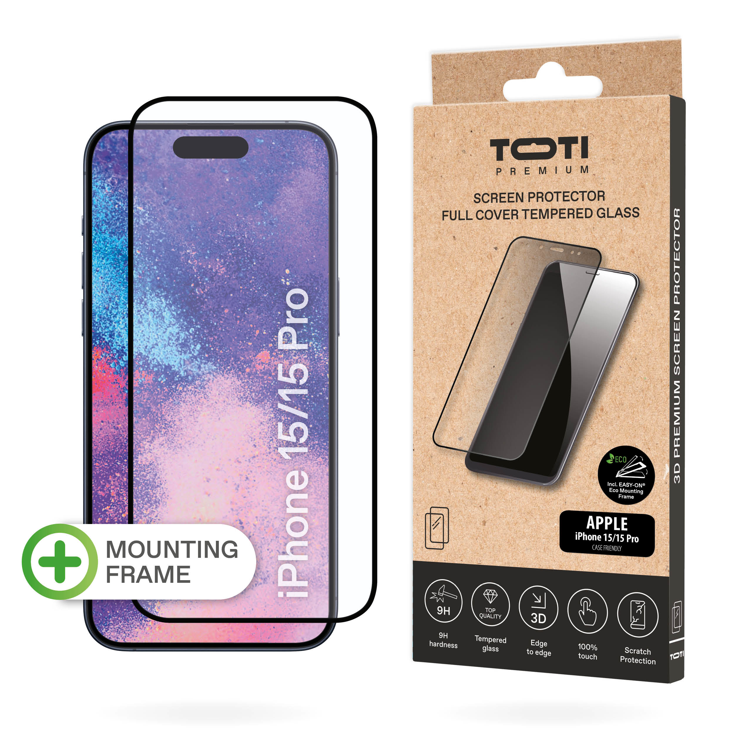 TOTI Tempered glass iPhone 15/15 Pro