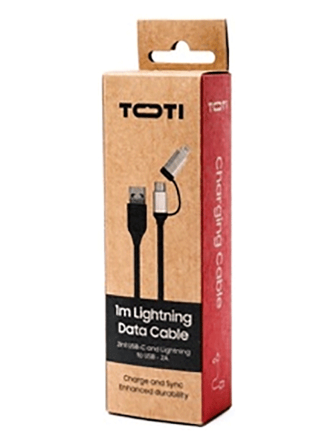 TOTI Дата-кабель «два в одном» USB Type-C и Lightning 1 м, 2 А