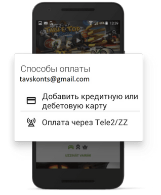 Покупки на Google Play по счету Tele2