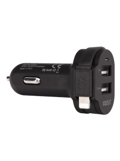 Xqisit Зарядное устройство для авто 6A Dual USB+Lightning